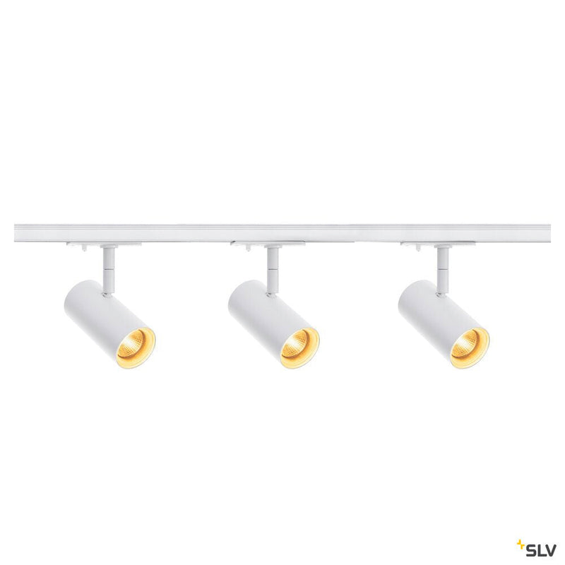 1Ph NOBLO SPOT SET 2700K white, including three spotlights, two 1m racks, one feed-in and one long connector