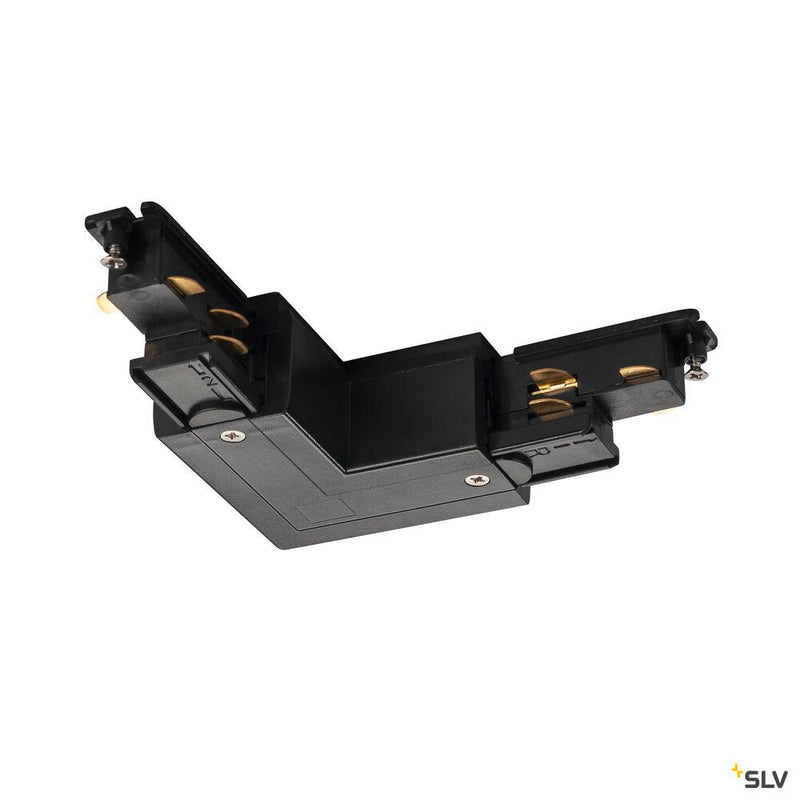 S-TRACK DALI L-connector, with feed-in capability, inner earth, black