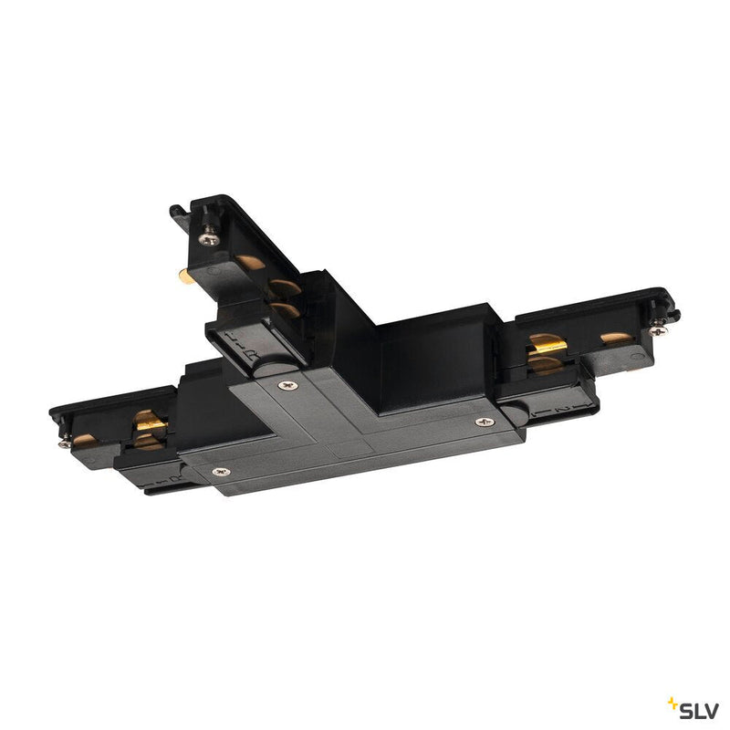 S-TRACK DALI L-connector, with feed-in capability, outer earth, right, black