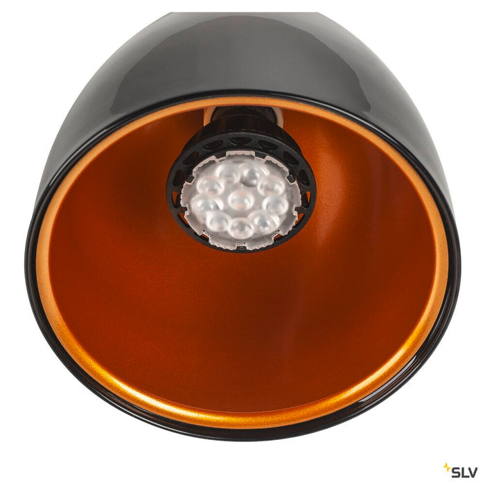 1~ PARA CONE 14 QPAR51, 1-circuit system luminaire, black/gold, incl. 1-circuit adapter