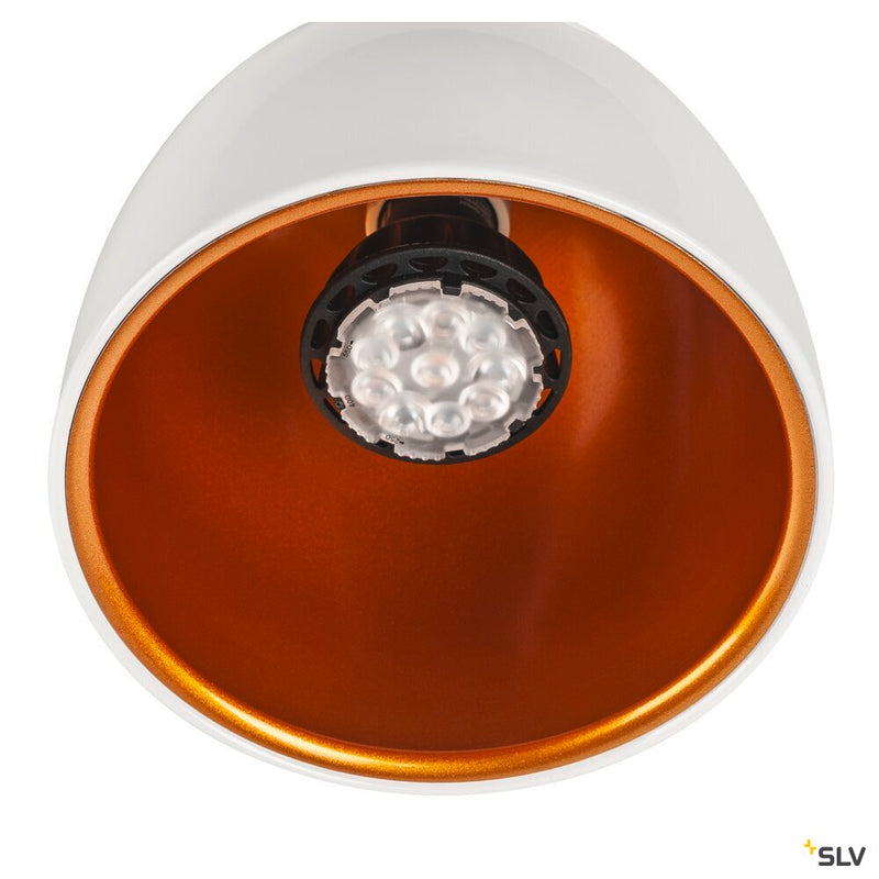 1~ PARA CONE 14 QPAR51, 1-circuit system luminaire, white/gold, incl. 1-circuit adapter