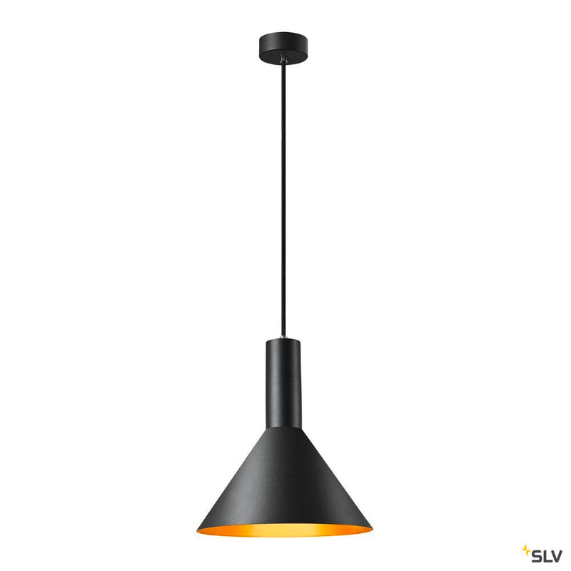 PHELIA 275 E27, Indoor pendant, black/gold