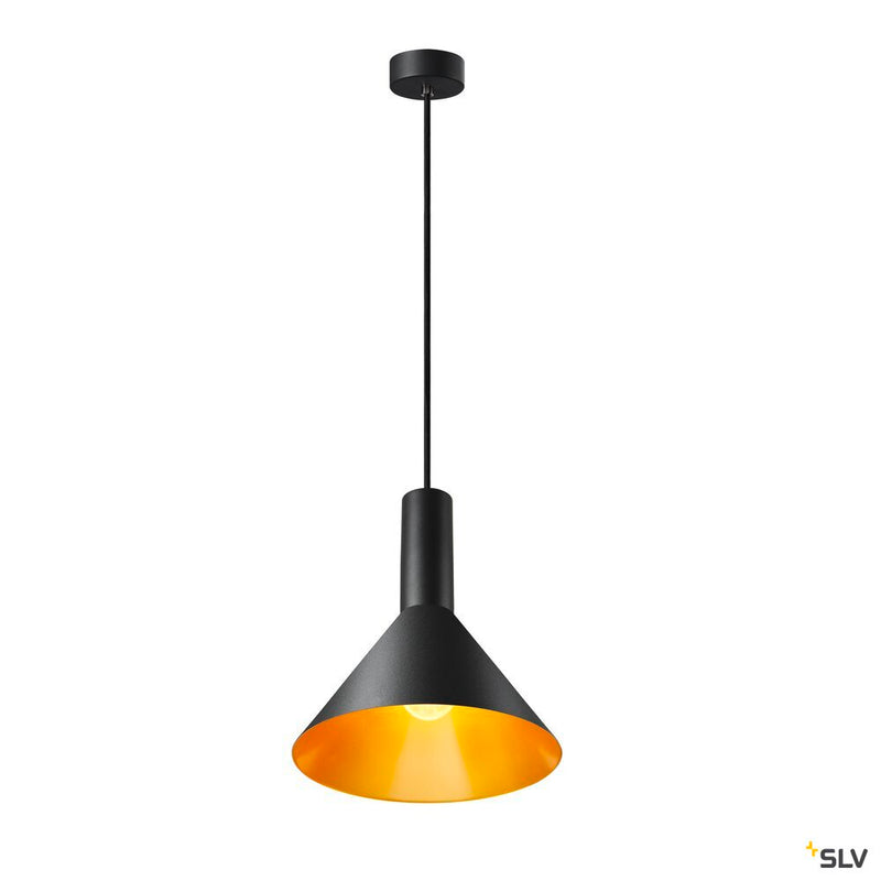 PHELIA 275 E27, Indoor pendant, black/gold