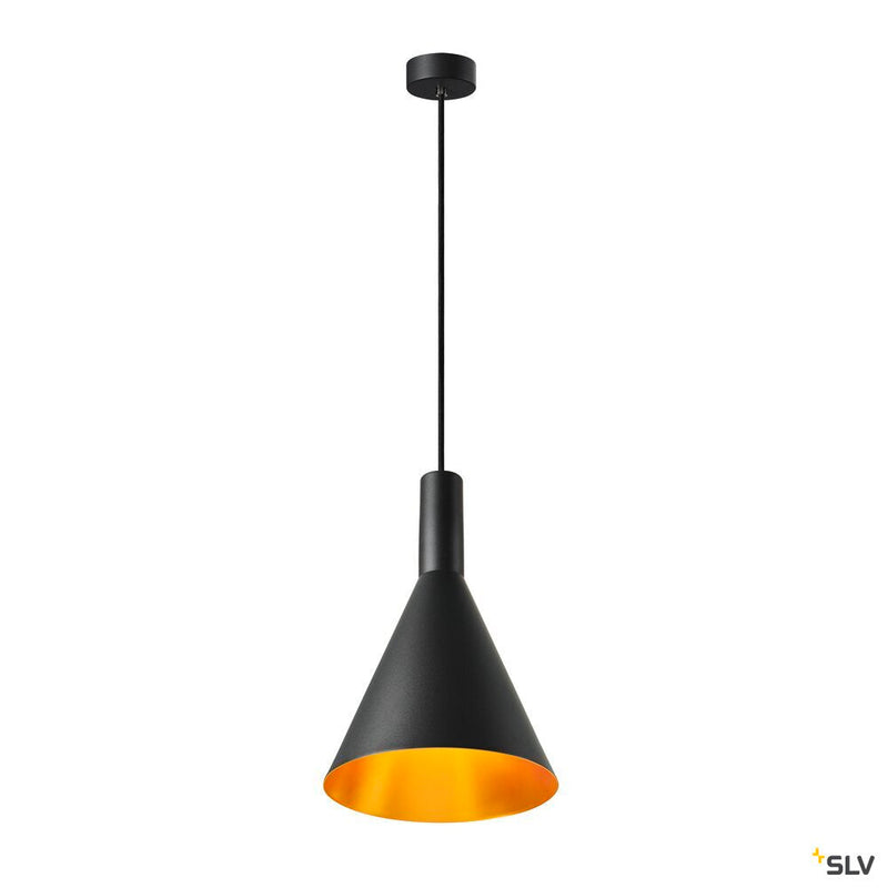 PHELIA 280 E27, Indoor pendant, black/gold