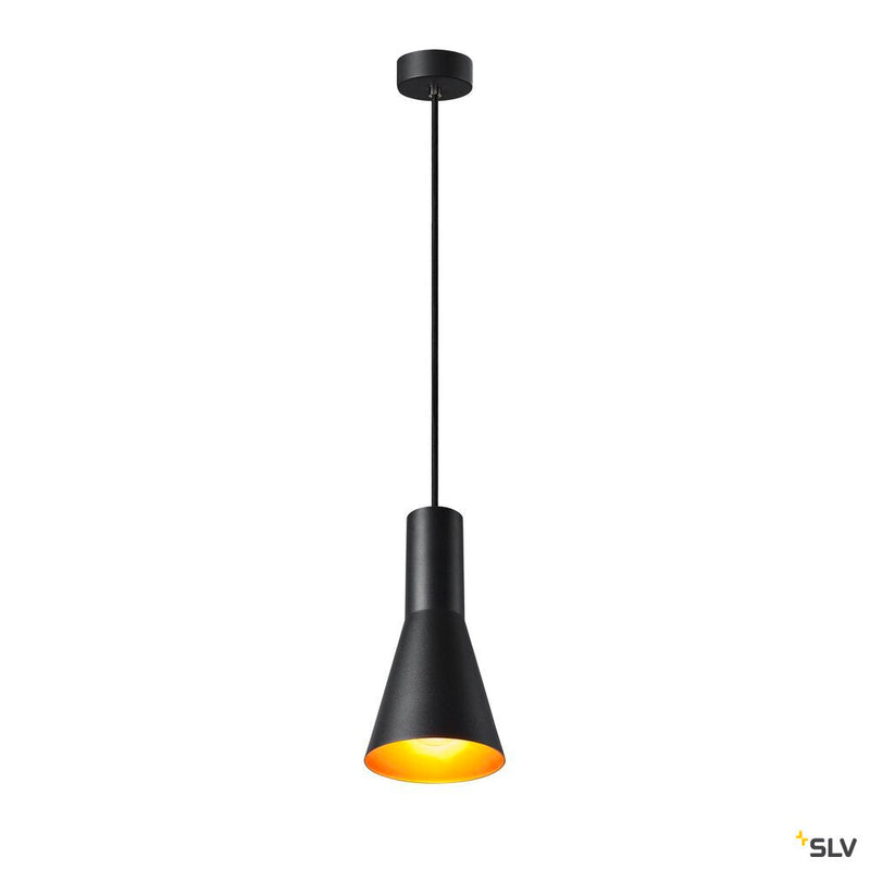 PHELIA 130 E27, Indoor pendant, black/gold