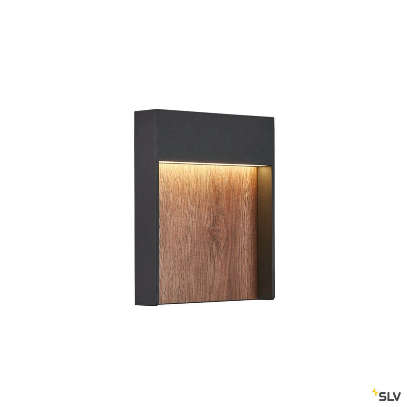 FLATT, Outdoor LED surface-mounted wall light 3000K IP65 anthracite/brown