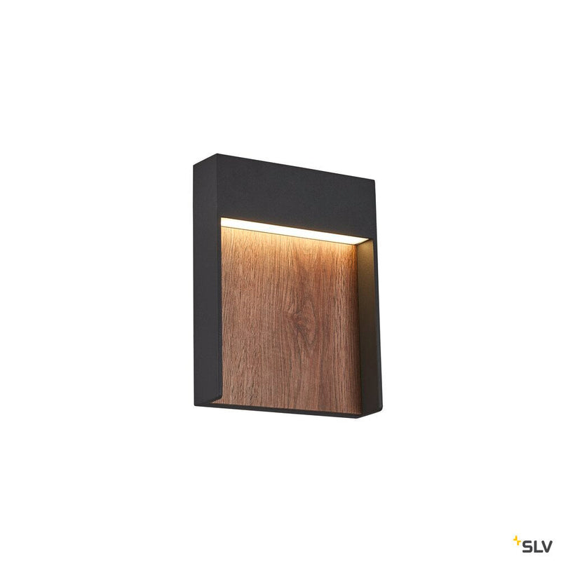 FLATT, Outdoor LED surface-mounted wall light 3000K IP65 anthracite/brown