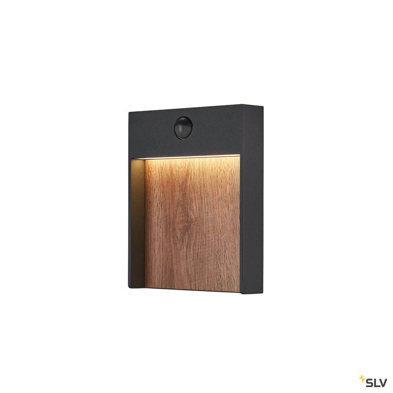 FLATT SENSOR, Outdoor LED surface-mounted wall light, 3000K, IP65, anthracite/brown