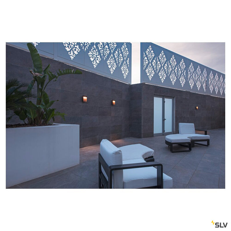 FLATT SENSOR, Outdoor LED surface-mounted wall light, 3000K, IP65, anthracite/brown