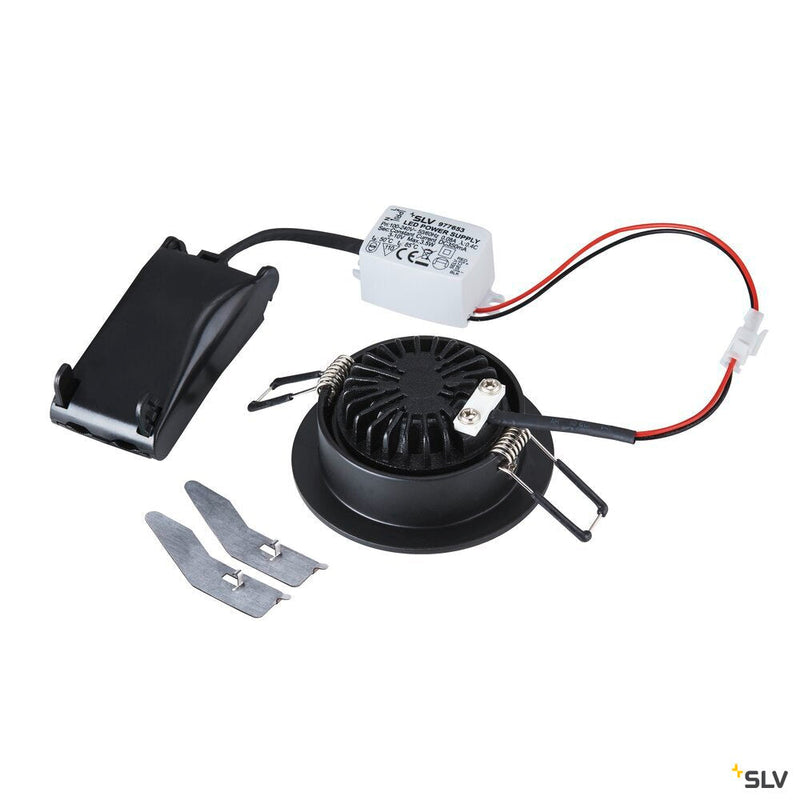 NEW TRIA 68 I CS, Indoor LED recessed ceiling light black round 3000K 38° incl. driver clip springs