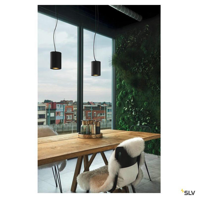 SUPROS PD, Indoor LED pendant, round, black, 3000K, 60° reflector, CRI90, 2600lm