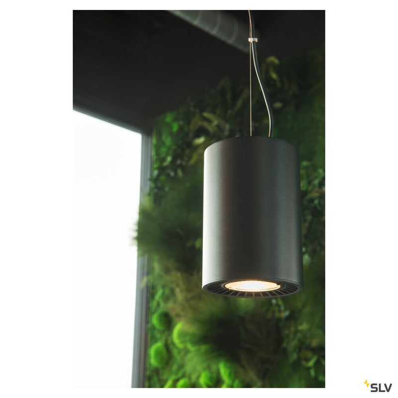 SUPROS PD, Indoor LED pendant, round, black, 3000K, 60° reflector, CRI90, 2600lm