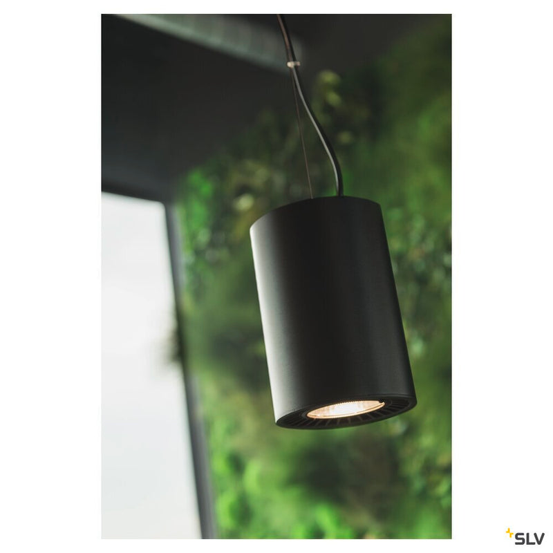 SUPROS PD, Indoor LED pendant, round, black, 3000K, 60° reflector, CRI90, 2600lm