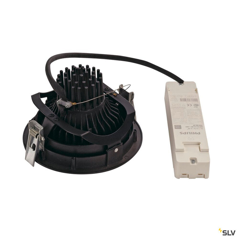 SUPROS, Indoor LED recessed ceiling light black round 4000K 60° CRI90 3520lm