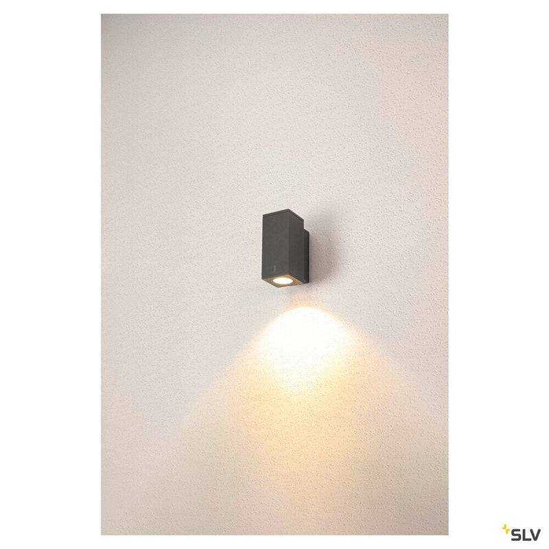 ENOLA SQUARE S, single outdoor LED surface-mounted wall light anthracite
