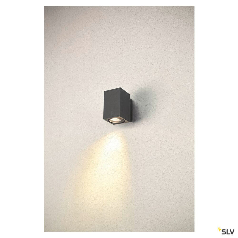 ENOLA SQUARE M, single outdoor LED surface-mounted wall light anthracite