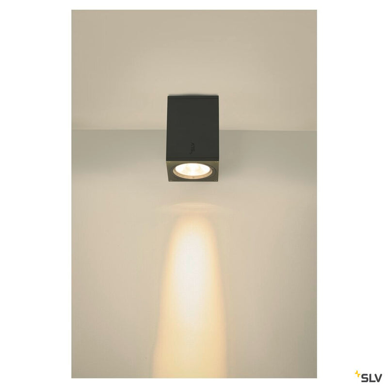 ENOLA SQUARE M, outdoor LED surface-mounted ceiling light anthracite