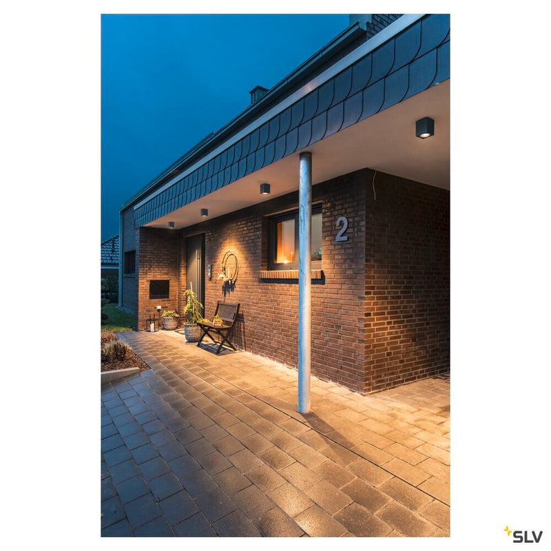 ENOLA SQUARE M, outdoor LED surface-mounted ceiling light anthracite