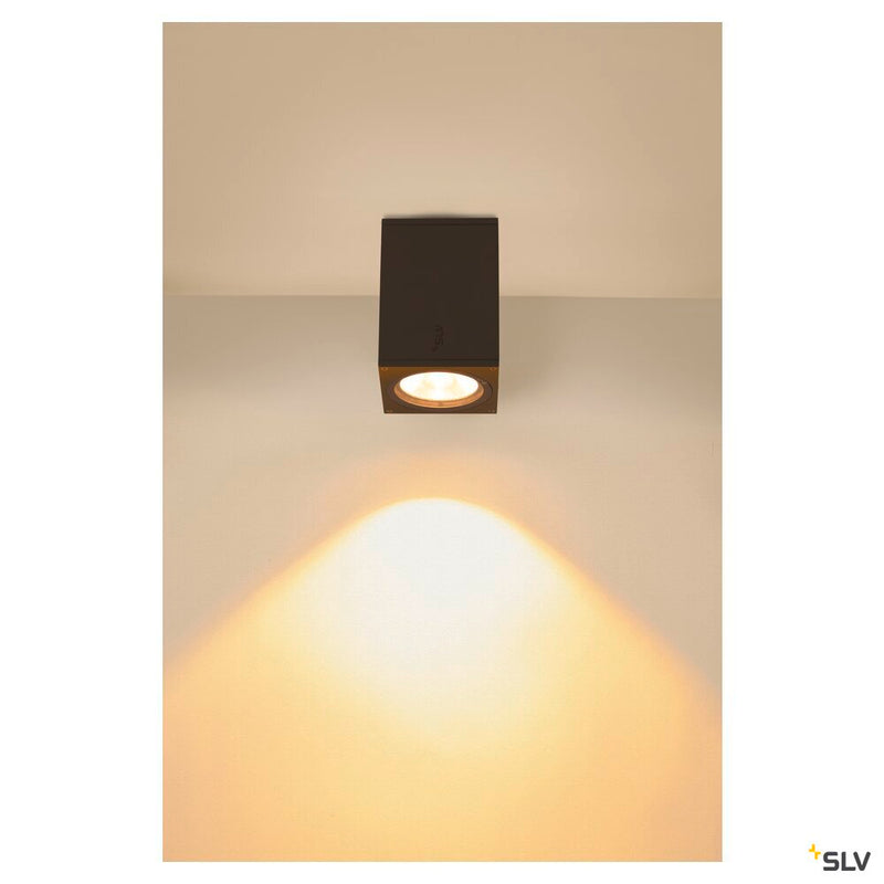 ENOLA SQUARE M, outdoor LED surface-mounted ceiling light anthracite