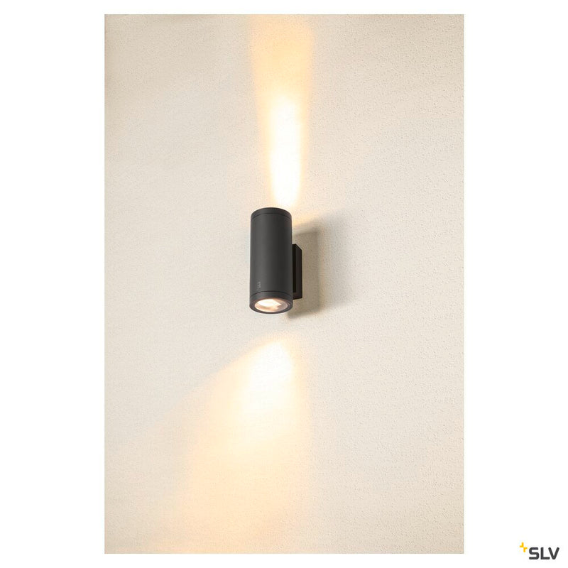 ENOLA ROUND UP/DOWN M, outdoor LED surface-mounted wall light anthracite