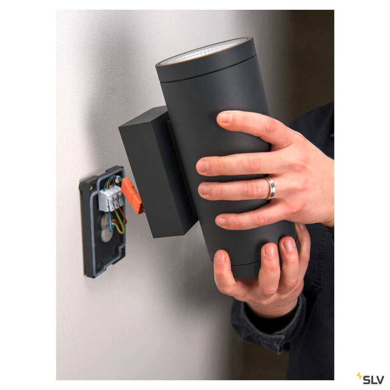 ENOLA ROUND UP/DOWN M, outdoor LED surface-mounted wall light anthracite