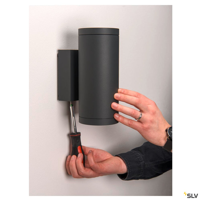 ENOLA ROUND UP/DOWN M, outdoor LED surface-mounted wall light anthracite