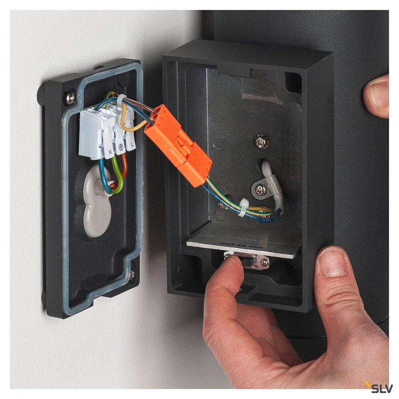 ENOLA ROUND UP/DOWN M, outdoor LED surface-mounted wall light anthracite