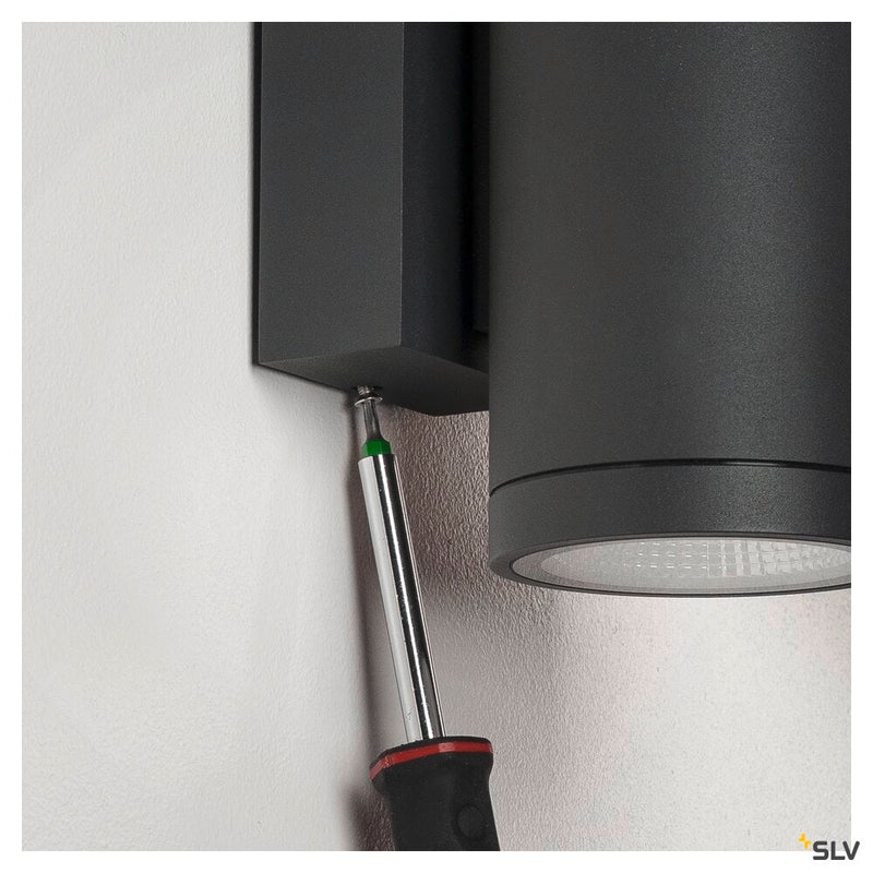 ENOLA ROUND UP/DOWN M, outdoor LED surface-mounted wall light anthracite