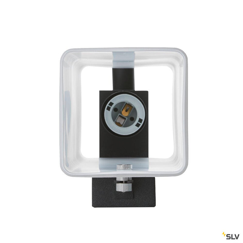 QUADRASS SPOT, indoor surface-mounted wall light with LED spotlight and E27 socket, black