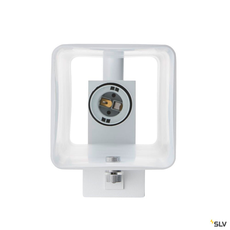 QUADRASS SPOT, indoor surface-mounted wall light with LED spotlight and E27 socket, white