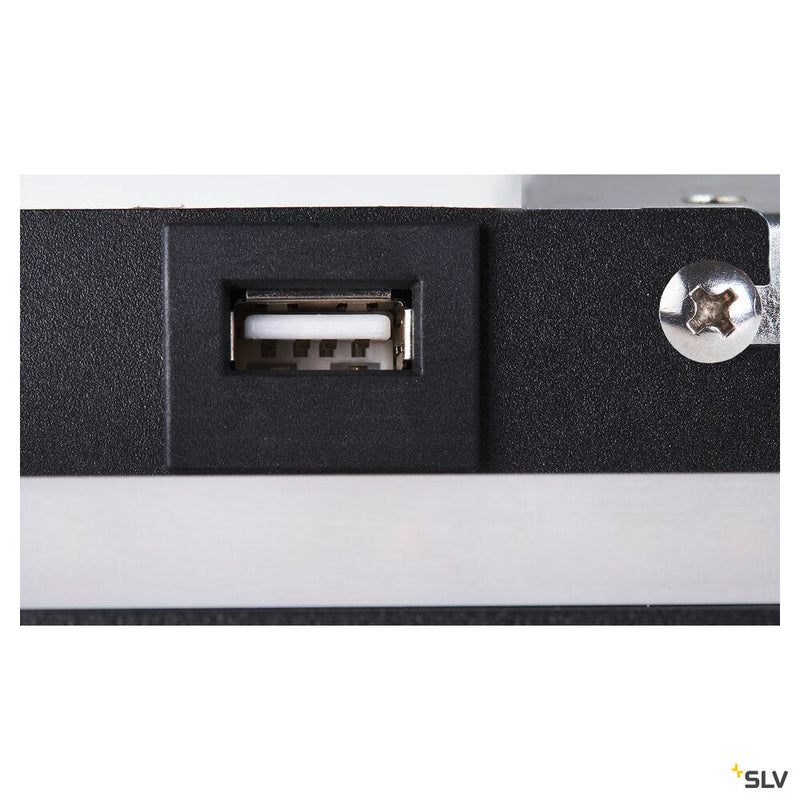 SOMNILA SPOT, indoor LED surface-mounted wall light 3000K black version left incl. USB connection