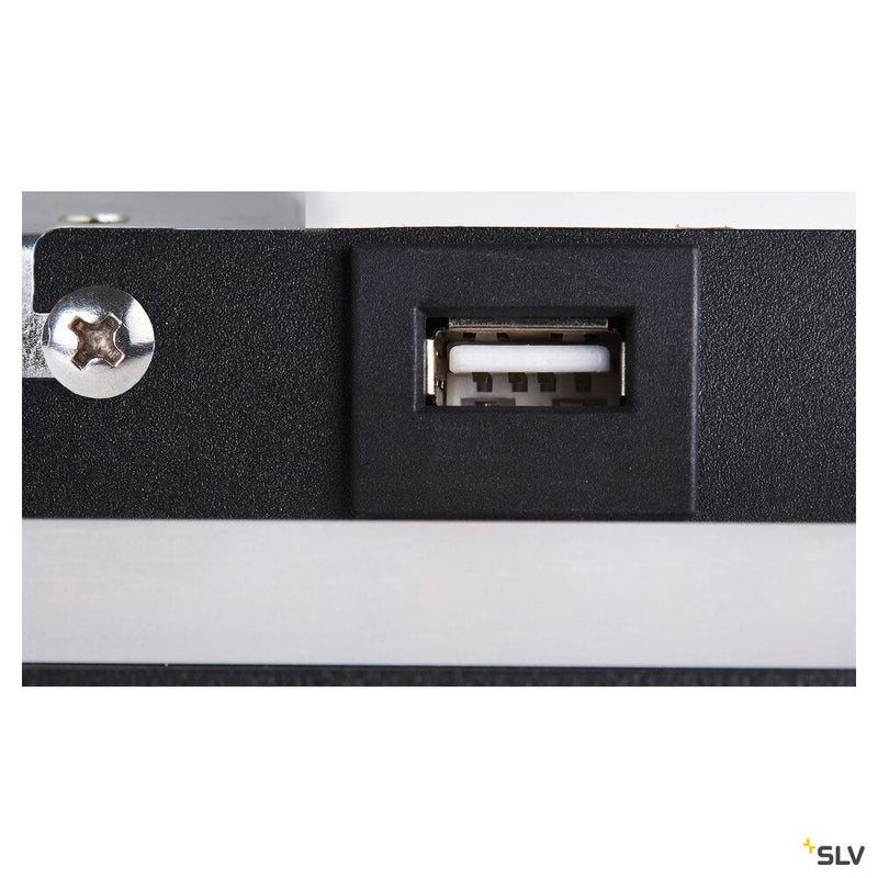 SOMNILA SPOT, indoor LED surface-mounted wall light 3000K black version right incl. USB connection