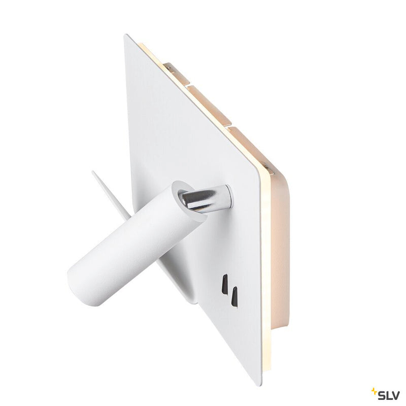 SOMNILA SPOT, indoor LED surface-mounted wall light 3000K white version left incl. USB connection