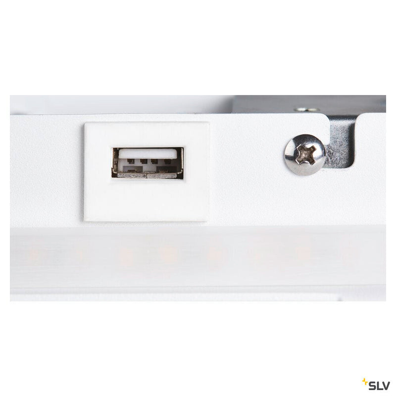 SOMNILA SPOT, indoor LED surface-mounted wall light 3000K white version left incl. USB connection