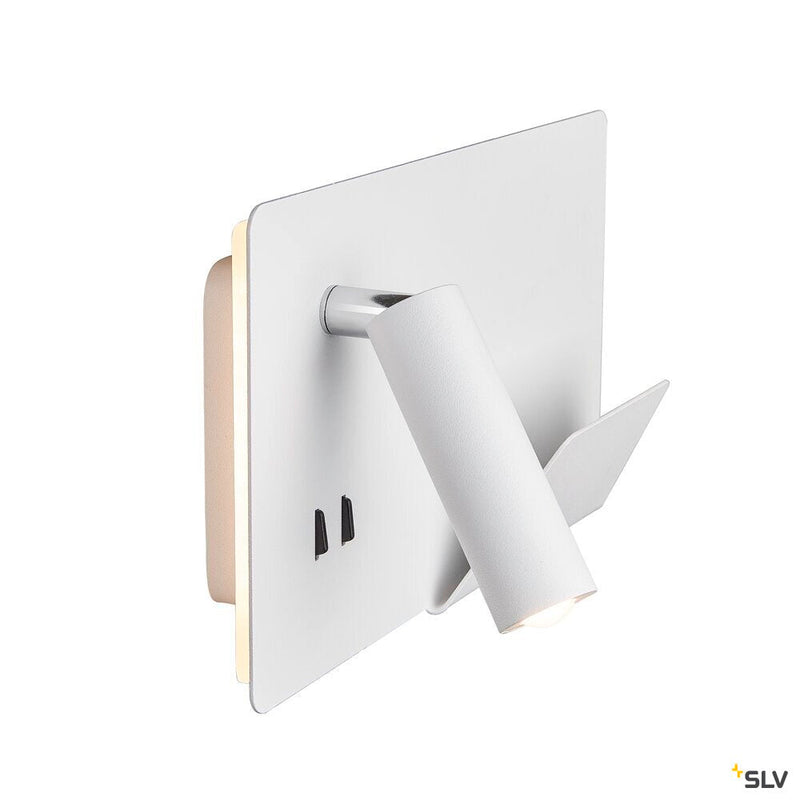 SOMNILA SPOT, indoor LED surface-mounted wall light 3000K white version right incl. USB connection