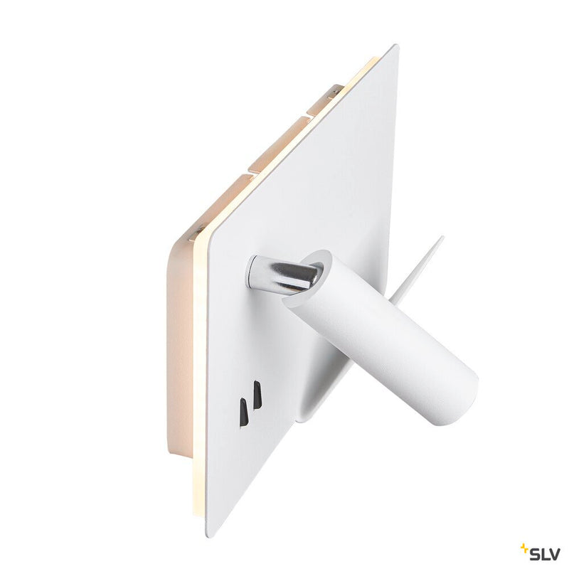 SOMNILA SPOT, indoor LED surface-mounted wall light 3000K white version right incl. USB connection
