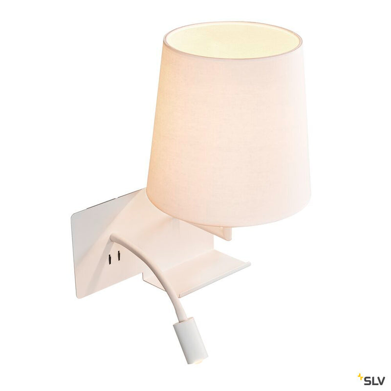 SOMNILA FLEX, indoor LED surface-mounted wall light 3000K white version right incl. USB connection