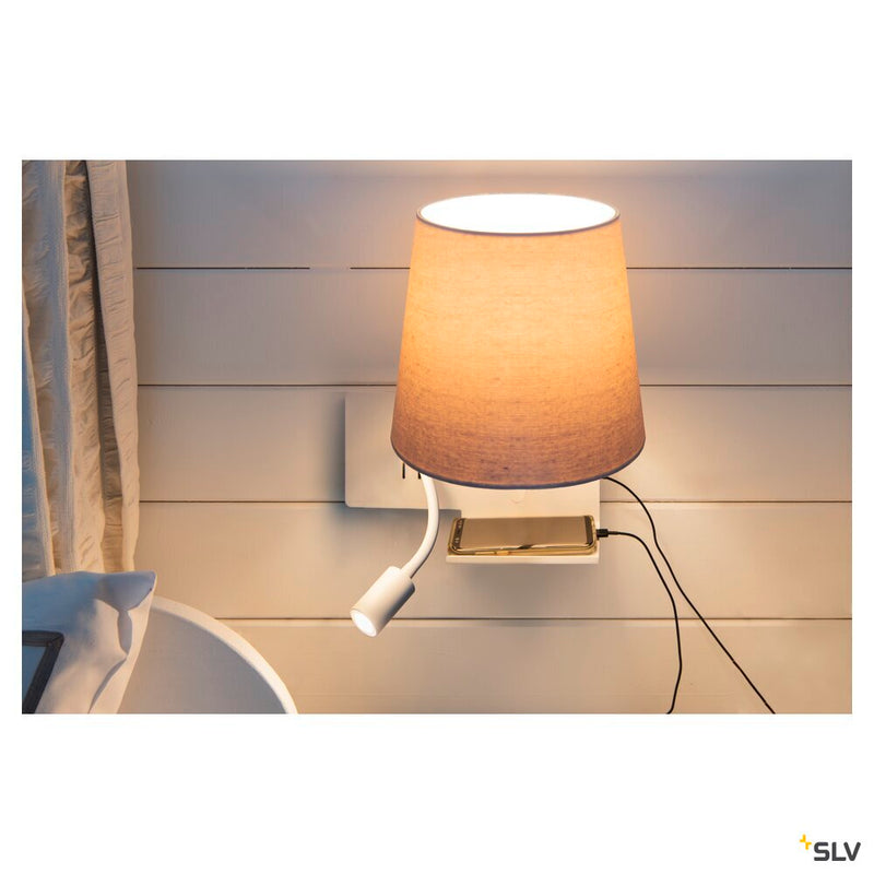 SOMNILA FLEX, indoor LED surface-mounted wall light 3000K white version right incl. USB connection