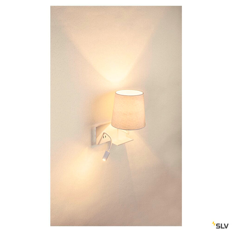 SOMNILA FLEX, indoor LED surface-mounted wall light 3000K white version right incl. USB connection