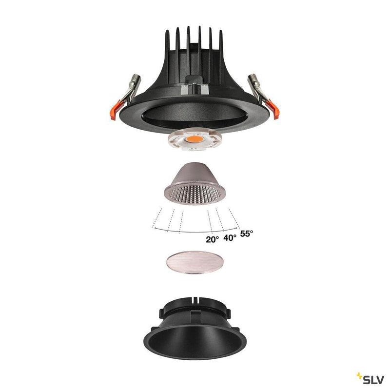 NUMINOS MOVE DL XL, Indoor LED recessed ceiling light black/black 3000K 40° rotating and pivoting