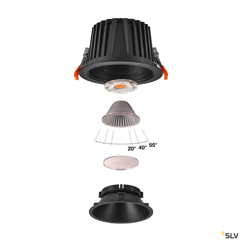 NUMINOS DL XL, Indoor LED recessed ceiling light black/black 3000K 40°