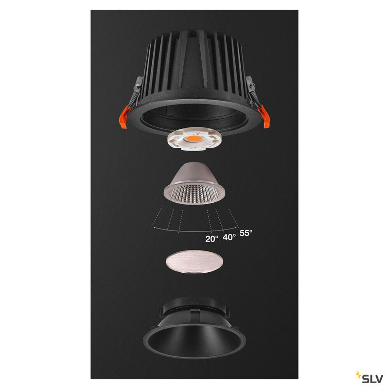 NUMINOS DL XL, Indoor LED recessed ceiling light black/black 3000K 40°