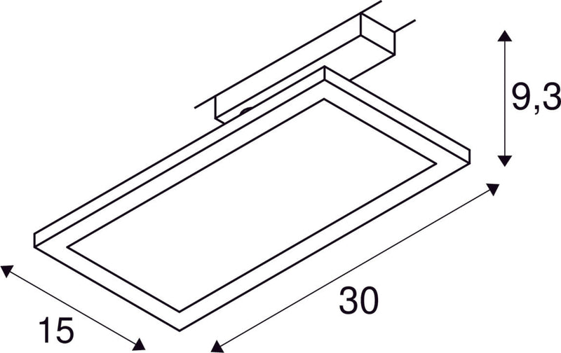 PANEL TRACK square 150x300mm, 1-phase spot, black, 18W 3000K