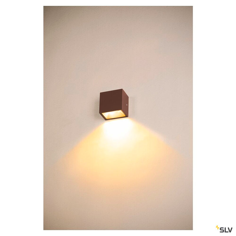 SITRA S WL SINGLE, LED outdoor wall-mounted light, rust coloured, CCT switch 3000/4000K
