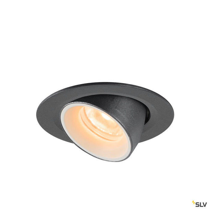 NUMINOS GIMBLE XS, black / white recessed ceiling light, 2700K 20°