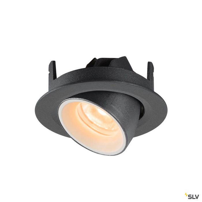 NUMINOS GIMBLE XS, black / white recessed ceiling light, 2700K 20°