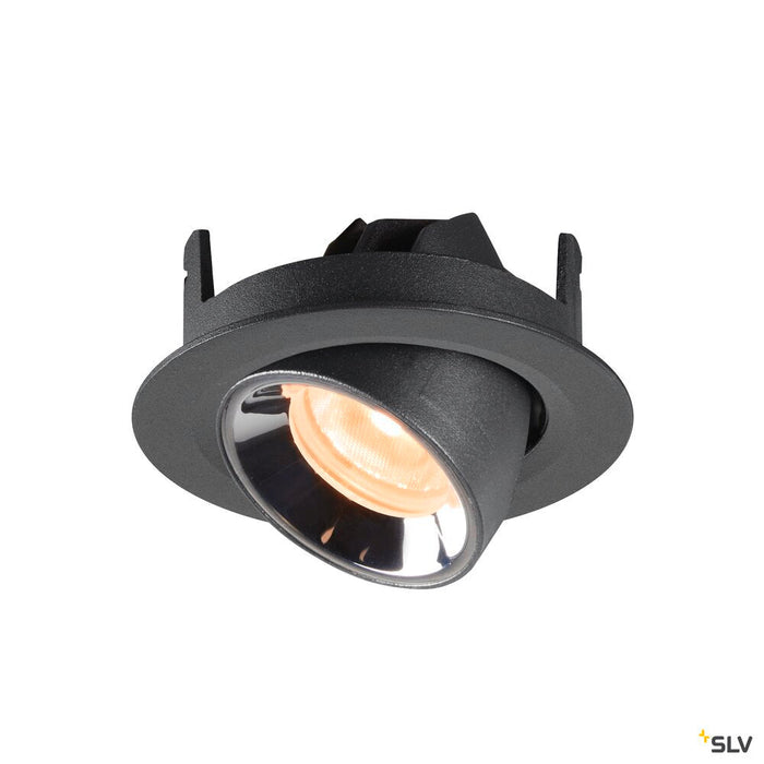 NUMINOS GIMBLE XS, black / chrome recessed ceiling light, 2700K 20°