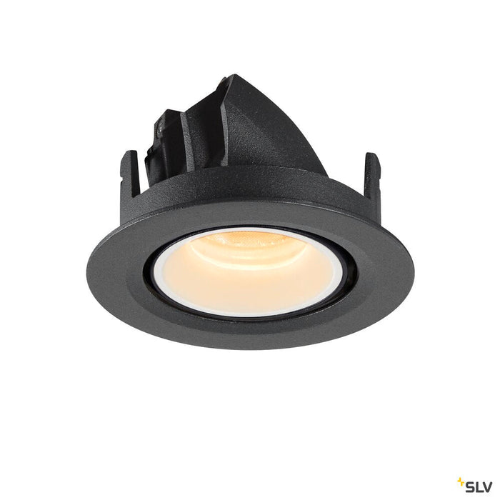 NUMINOS GIMBLE XS, black / white recessed ceiling light, 3000K 40°