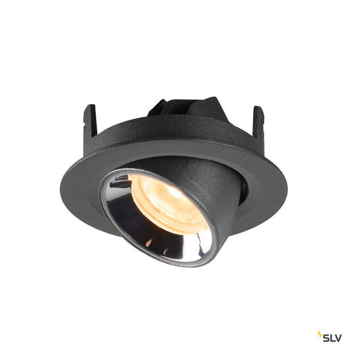 NUMINOS GIMBLE XS, black / chrome recessed ceiling light, 3000K 40°