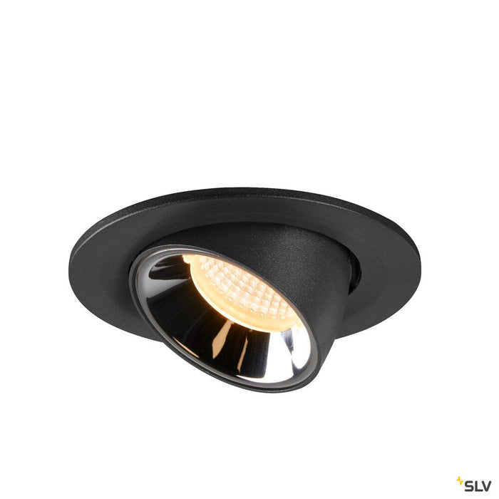 NUMINOS GIMBLE S, black / chrome recessed ceiling light, 3000K 20°